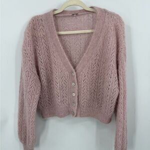 Free People Amelia Alpaca Cardigan in the color Mauve Moon. S/M